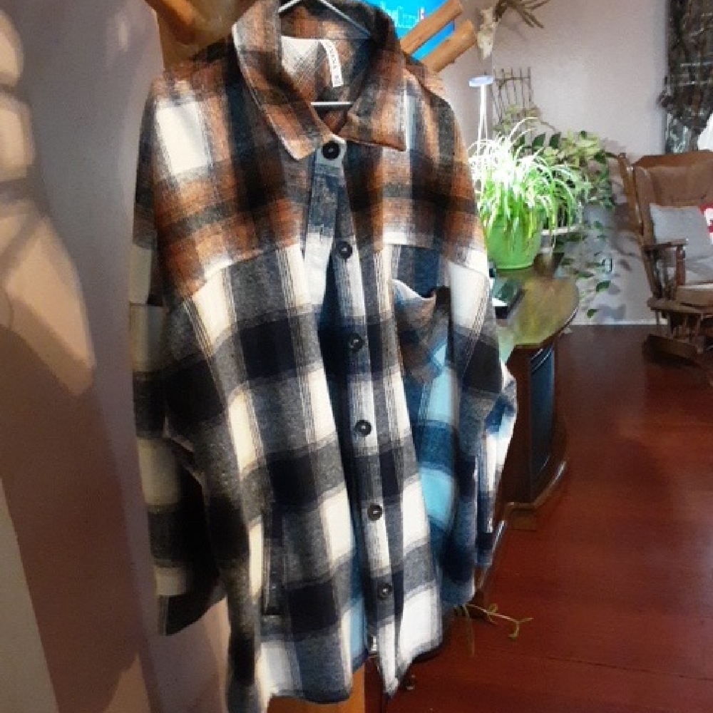 Zenana Plaid Button-Up Shirt Jacket
